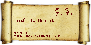 Finály Henrik névjegykártya